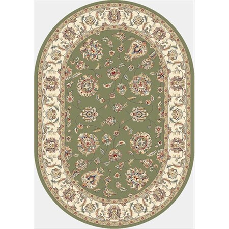 Dynamic Rugs Ancient Garden 5 ft. 3 in. x 7 ft. 7 in. Oval 57365-4464 Rug - Green/Ivory ANOV69573654464